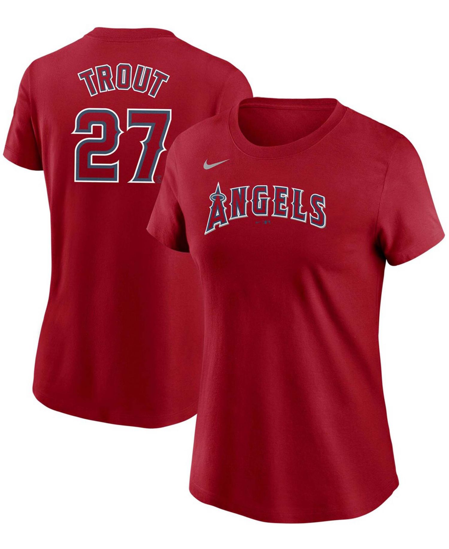 Women's Mike Trout Red Los Angeles Angels Name & Number T-shirt