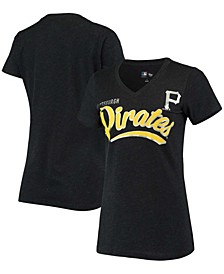 Women's Heathered Black Pittsburgh Pirates Good Day V-Neck T-shirt