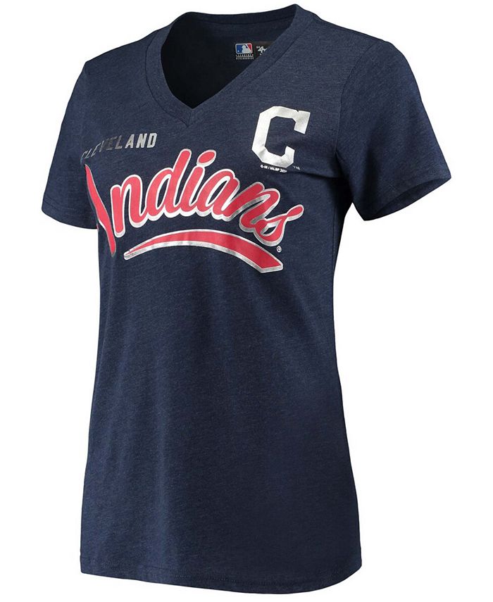 G Iii 4her By Carl Banks Womens Heathered Navy Cleveland Indians Good Day V Neck T Shirt Macys 