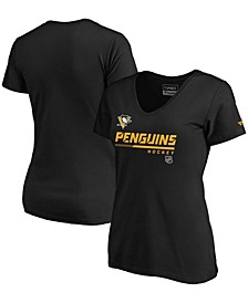 Women's Black Pittsburgh Penguins Authentic Pro Core Collection Prime V-Neck T-shirt