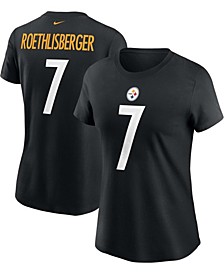 Women's Ben Roethlisberger Black Pittsburgh Steelers Name Number T-shirt