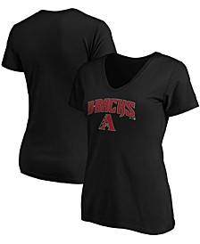 Women's Black Arizona Diamondbacks Team Logo Lockup V-Neck T-shirt