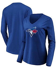 Women's Royal Toronto Blue Jays Core Team Long Sleeve V-Neck T-shirt