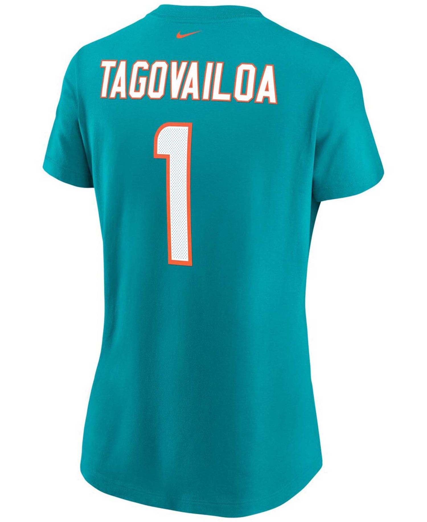 Women's Tua Tagovailoa Aqua Miami Dolphins Name & Number T-shirt