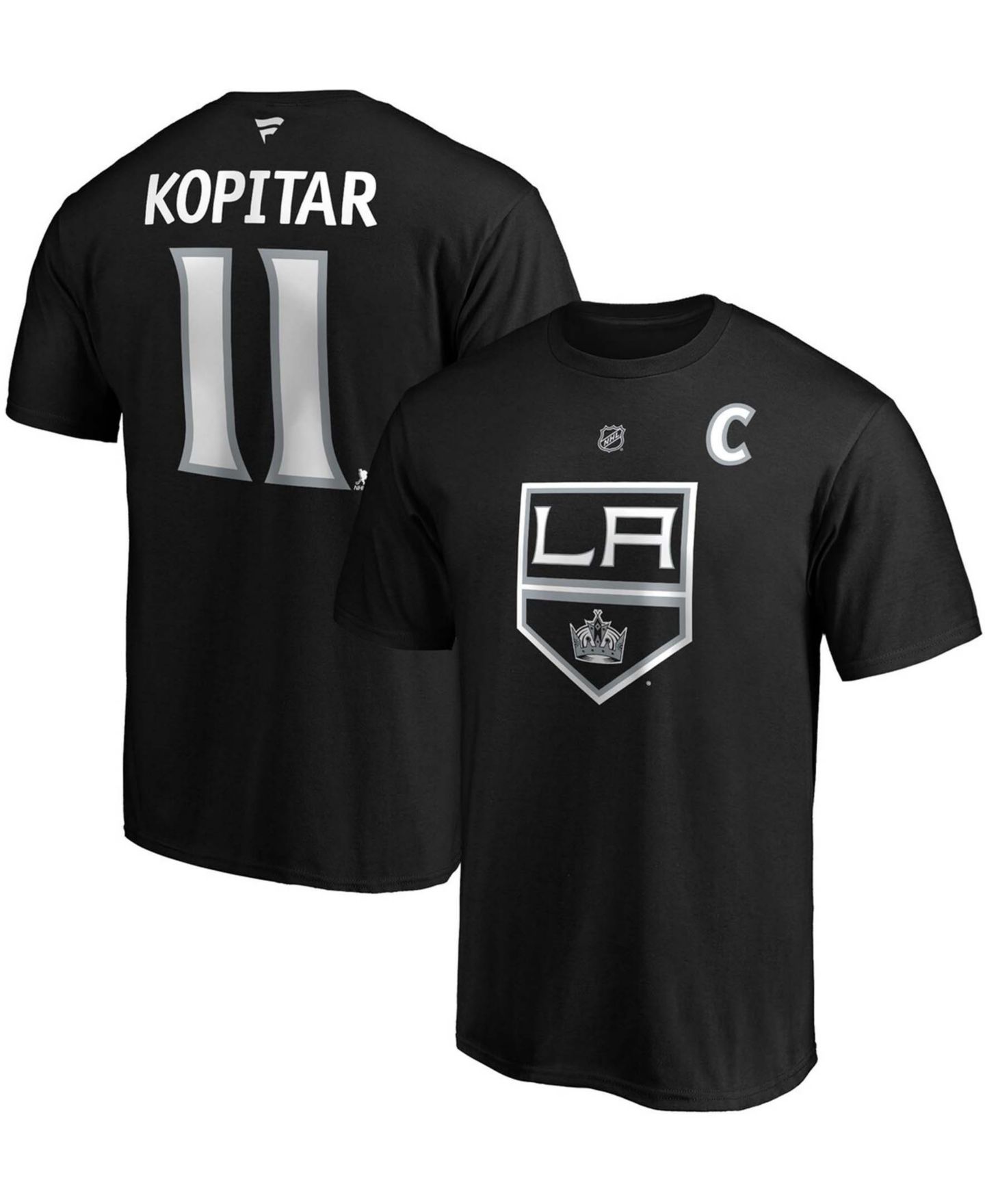 Мужская футболка Fanatics Anze Kopitar Black Los Angeles Kings Team Authentic Stack Name and Number — фото 1