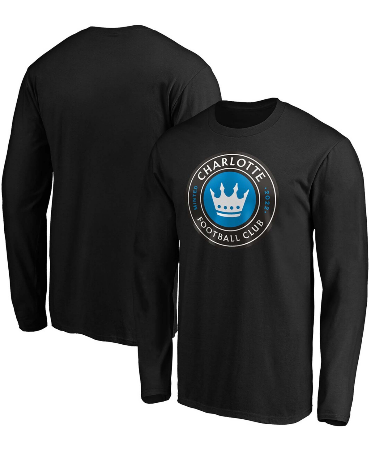 Men's Black Charlotte Fc Primary Logo Long Sleeve T-shirt - Black