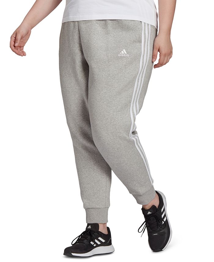 adidas Plus Size Essentials 3-Stripe Fleece Joggers - Macy\'s