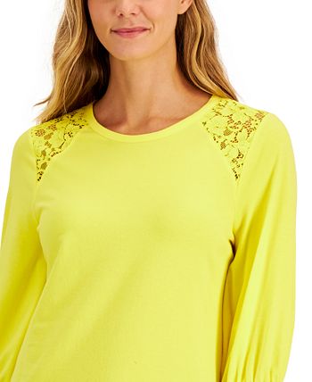 Charter Club Lace-Trimmed Boatneck Top, Created for Macy's - Macy's