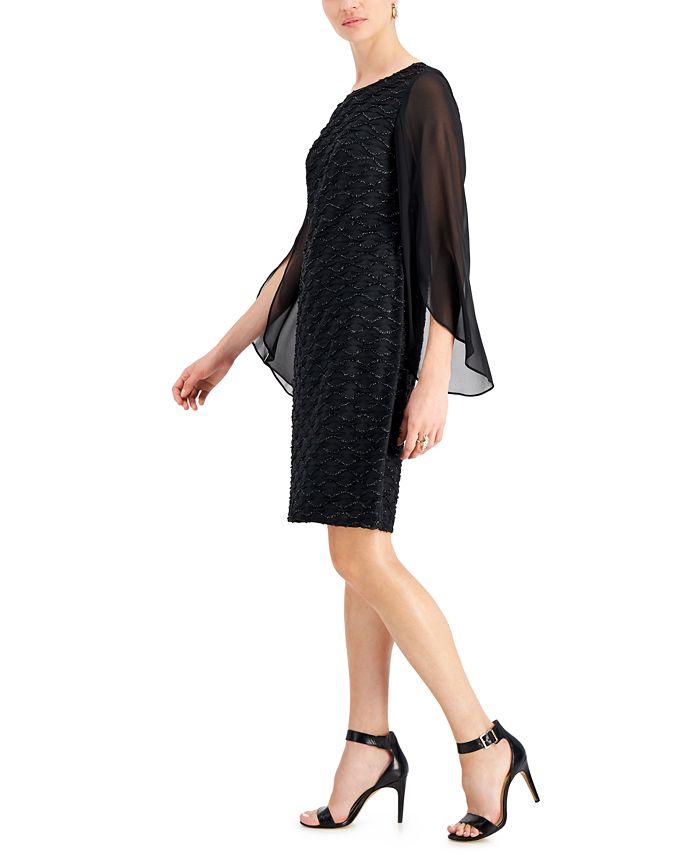 Connected Jacquard Cape Sleeve Dress - Macy's