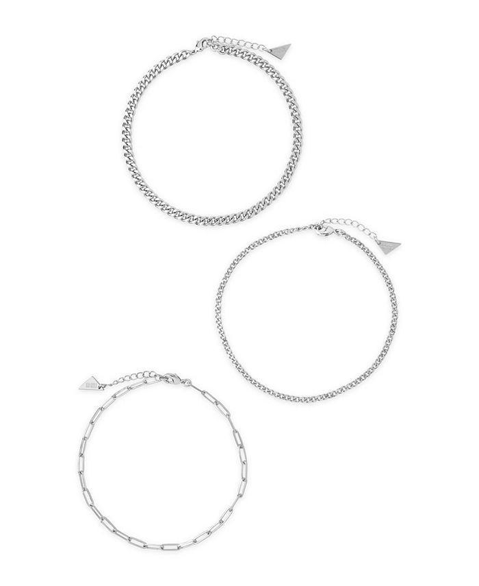 Sterling Forever Women's Three Row Chain Anklet Set, 3 Piece - Macy's