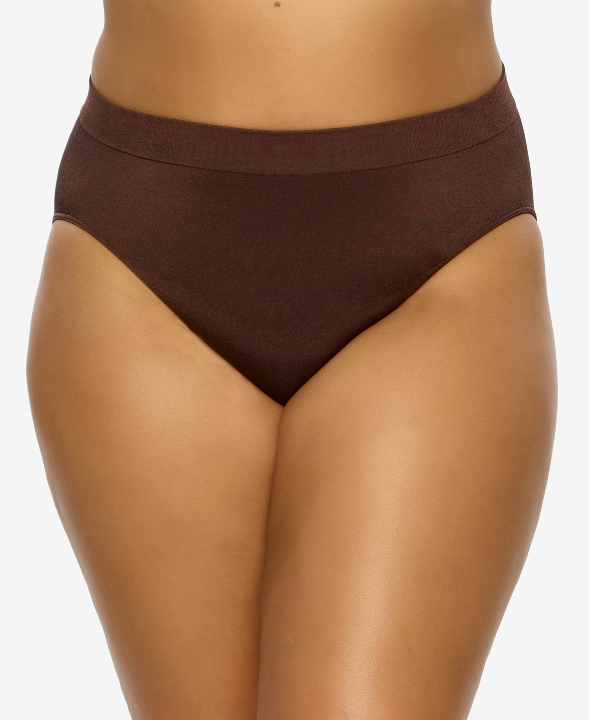 Plus Size Body Smooth Seamless High Leg Brief Panty - Cocoa