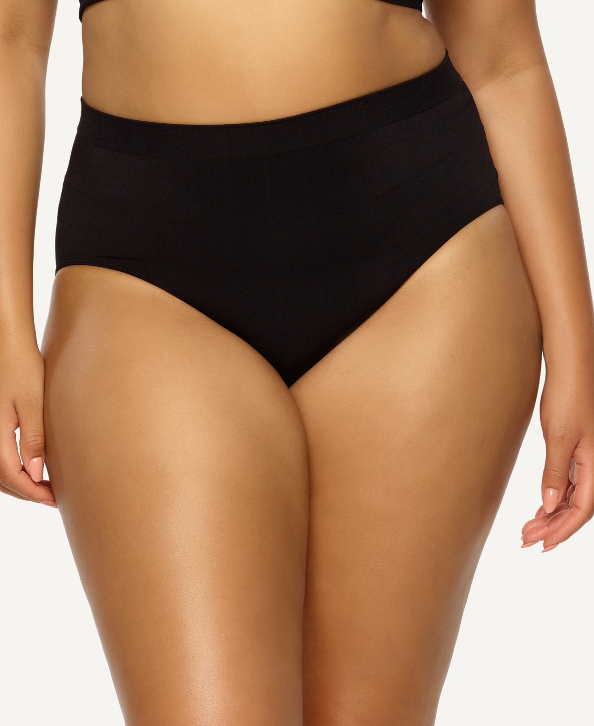 Plus Size Body Smooth Seamless Brief Panty - Black