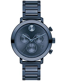 Men's Bold Evolution Swiss Chronograph Blue Stainless Steel Bracelet Watch 38mm