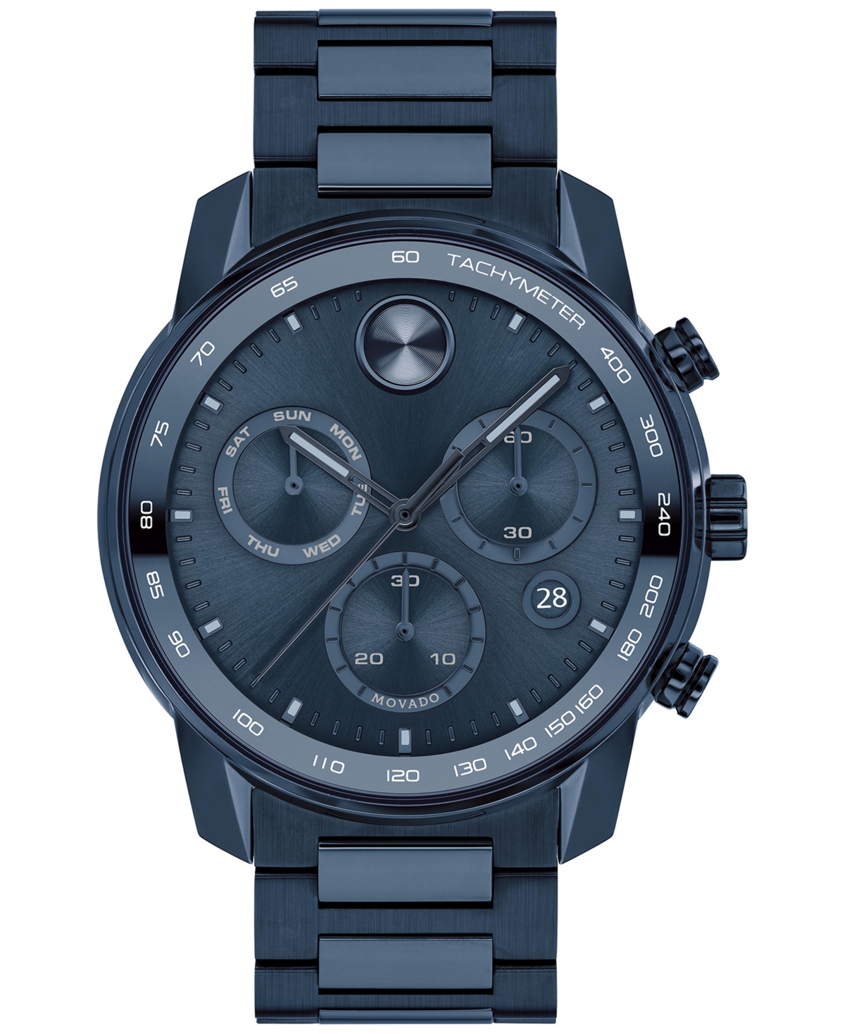 Shop Movado Men's Bold Verso Swiss Chronograph Blue Stainless Steel Bracelet Watch 44mm