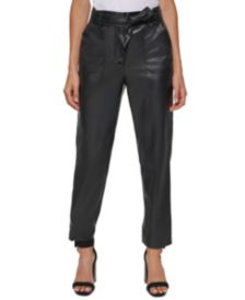 Faux Leather Tie-Waist Pants