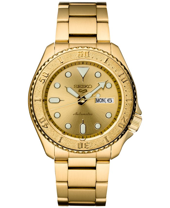 Intrusion jord dansk Seiko Men's Automatic 5 Sports Gold-Tone Stainless Steel Bracelet Watch 43mm  - Macy's