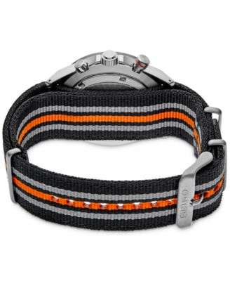 Men's Chronograph Black Striped Nylon Strap Watch 41mm