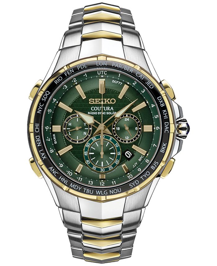 Seiko - Men's Chronograph Solar Coutura Radio Sync Two-Tone Stainless Steel Bracelet Watch 45mm