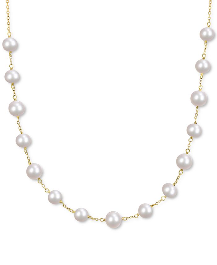 Macy's - Cultured Freshwater (6-1/2mm-8-1/2mm) Pearl Tin Cup 18" Statement Necklace in 18k Gold-Plated Sterling Silver