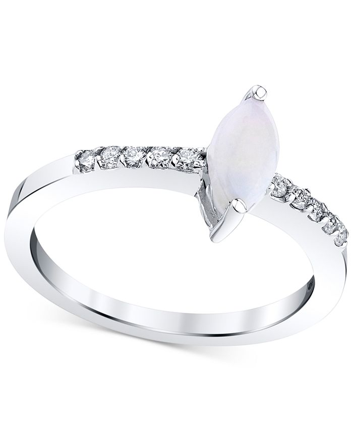 Macy s Opal 1 2 ct. t.w. Diamond 1 6 ct. t.w. Ring in 14k