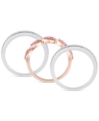 3-Pc. Set Pink Sapphire (1/3 ct. t.w.) & Diamond (1/4 ct. t.w.) Stack Rings in 14k Rose & White Gold