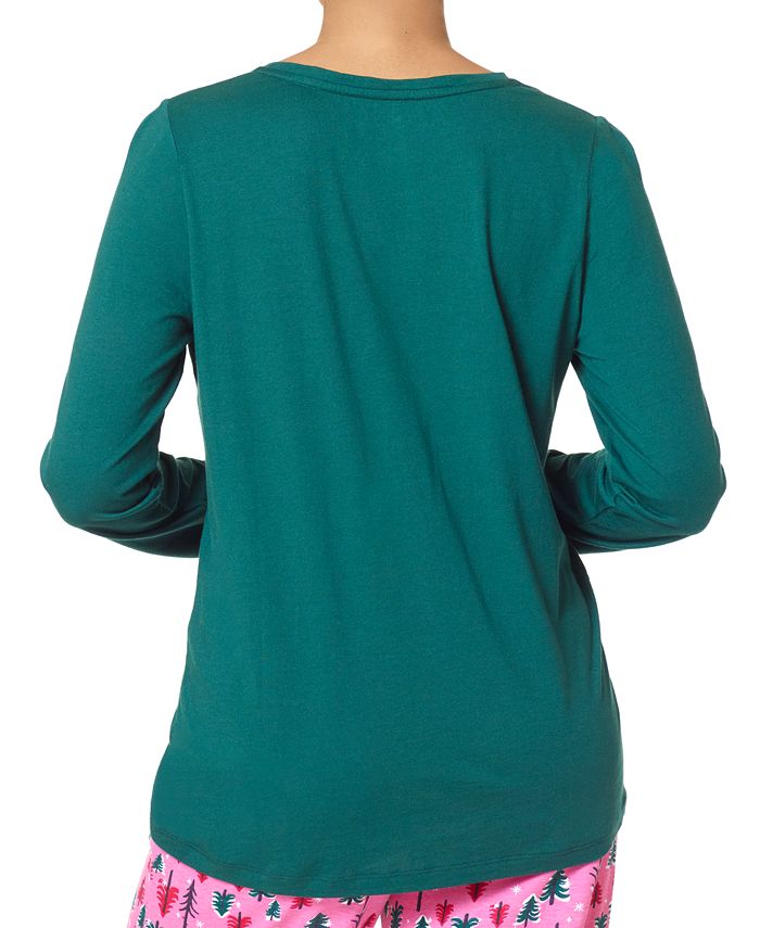 Hue Solid LongSleeve Pajama TShirt Macy's
