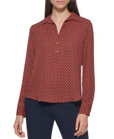 Geometric Print Collared Shirt