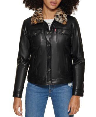 levi leather jacket with fur