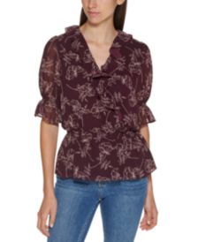 Floral Print Faux Wrap Blouse