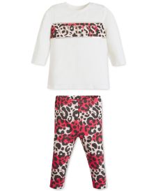 Baby Girls 2-Pc. Leopard Logo T-Shirt & Leggings Set 