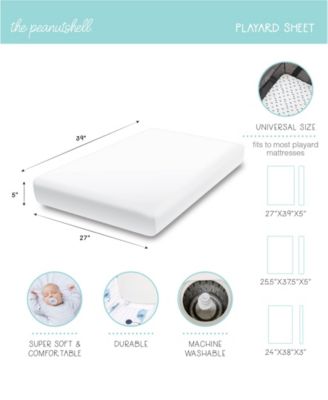 The Peanutshell Pack n Play, Mini Crib, Portable Crib or Fitted Playard Sheets, 2 Pack Set, Farmhouse Floral and Grey Plaid