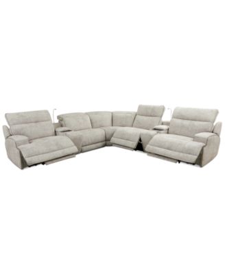 Sebaston 7-Pc. Fabric Sectional with 3 Power Motion Recliners and 2 USB Consoles, Created for Macy's