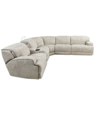 Sebaston 6-Pc. Fabric Sectional with 3 Power Motion Recliners and 1 USB Console, Created for Macy's