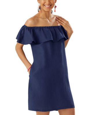 tommy bahama off the shoulder dress Tommy Bahama White Swim Linen Off The Shoulder Dress