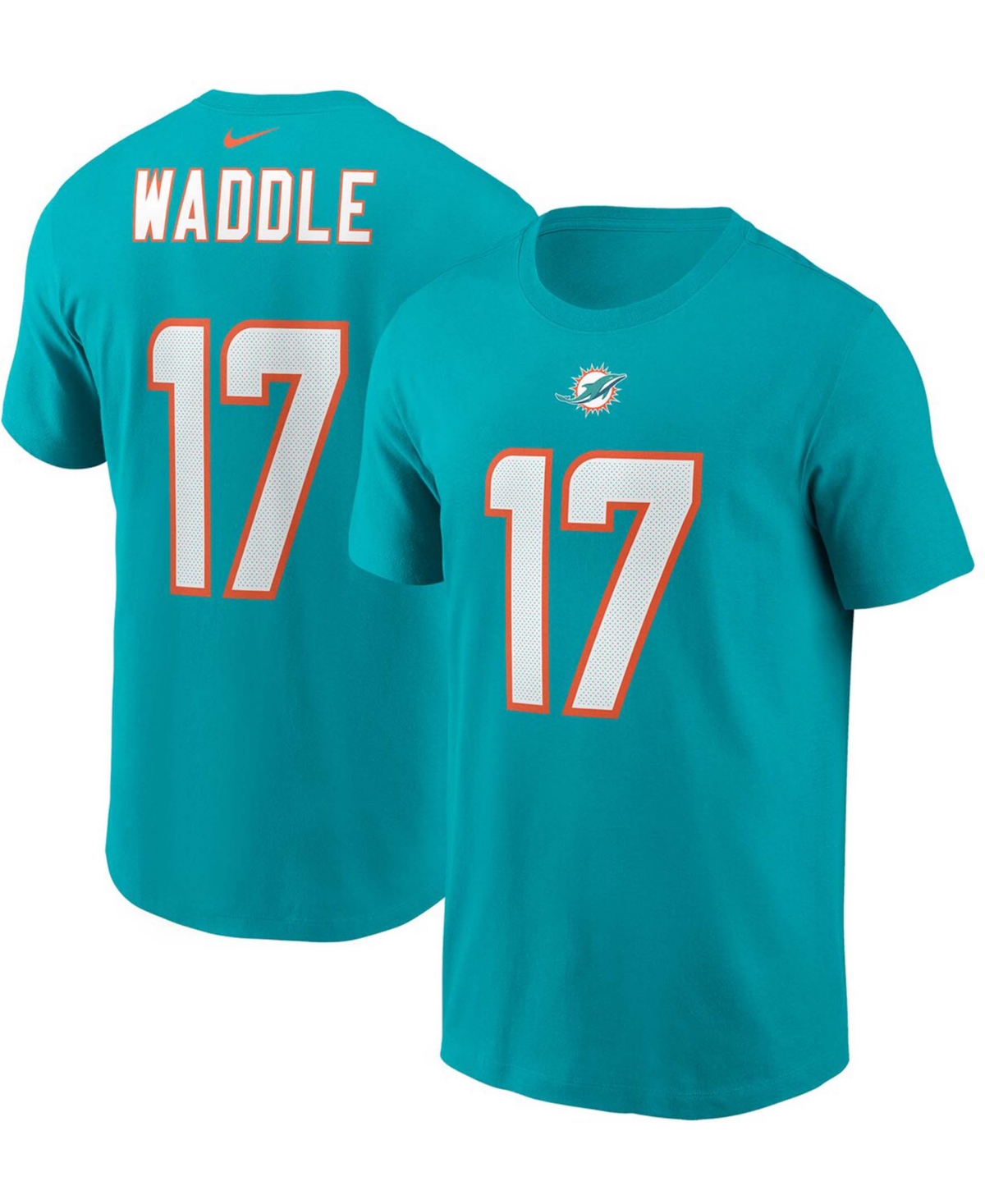 Nike Men's Jaylen Waddle Aqua Miami Dolphins Player Name And