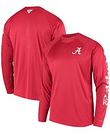 Men's PFG Crimson Alabama Crimson Tide Terminal Tackle Omni-Shade Long Sleeve T-shirt