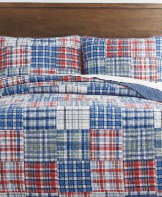 Raeford Blue Cotton Reversible 2 Piece Quilt Set, Twin