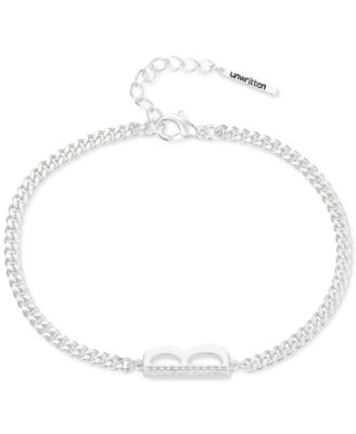 Photo 1 of Unwritten Cubic Zirconia Initial Link Bracelet in Silver Plate o