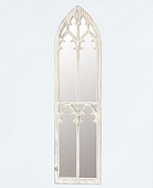 Weathered White Wood Cathedral Framed Wall Mirror