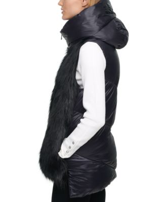 DKNY Hooded Faux-Fur Puffer Vest 