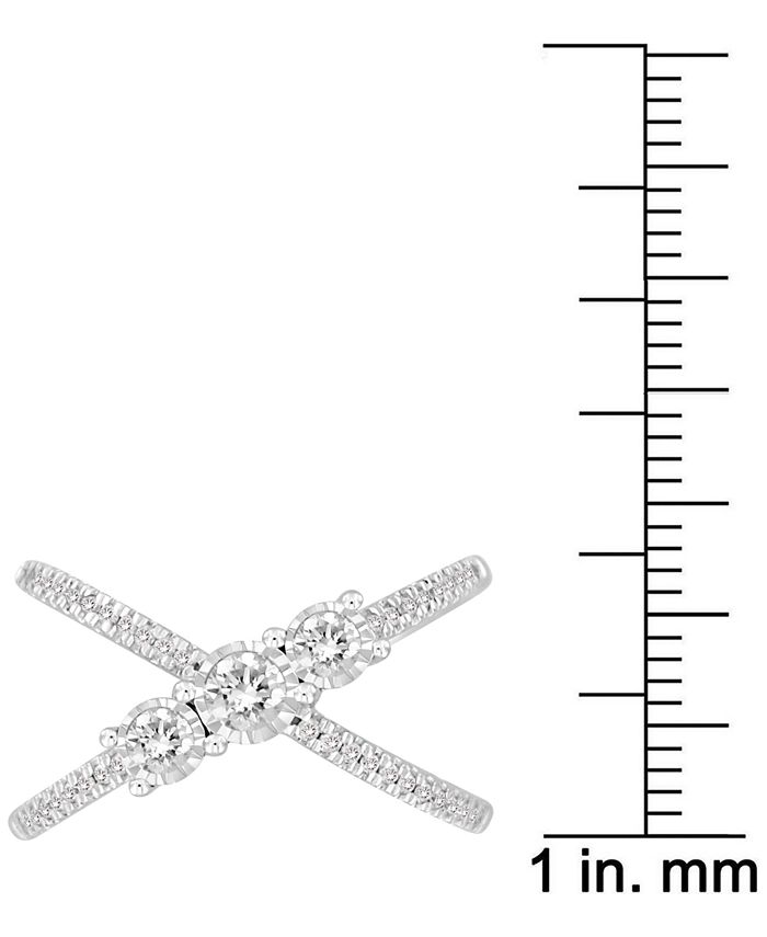 Macy's - Diamond Three Stone X Ring (1/2 ct. t.w.) in 10k White Gold