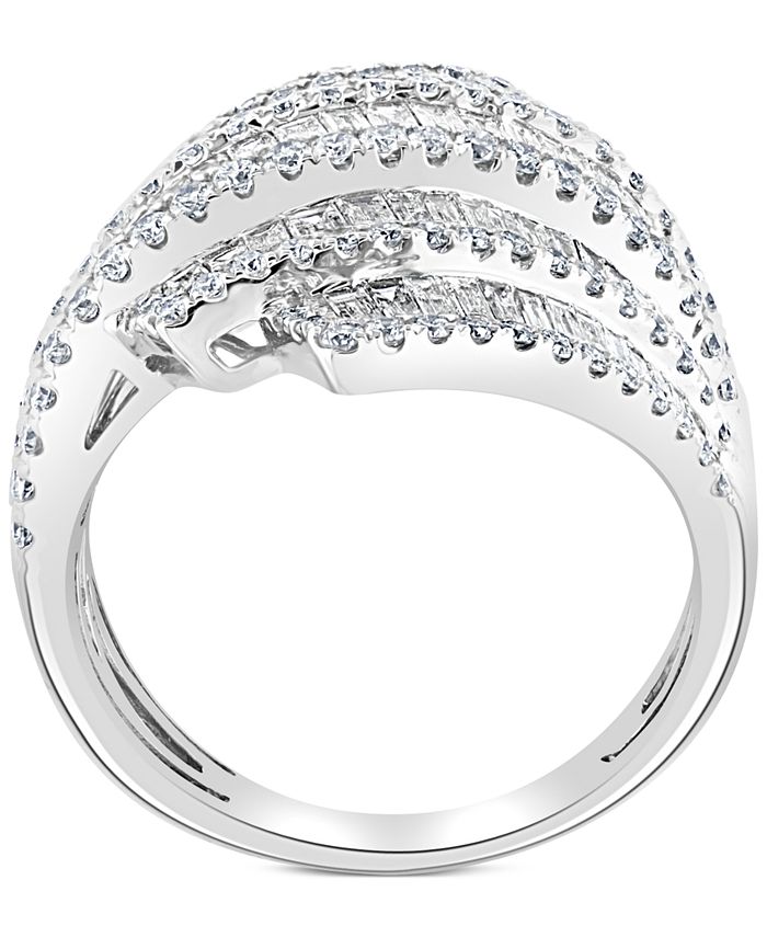 EFFY Collection - Diamond Baguette Multirow Statement Ring (7/8 ct. t.w.) in 14k White Gold