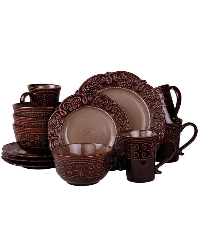 Elama Salia 16 Piece Stoneware Dinnerware Set Macy's