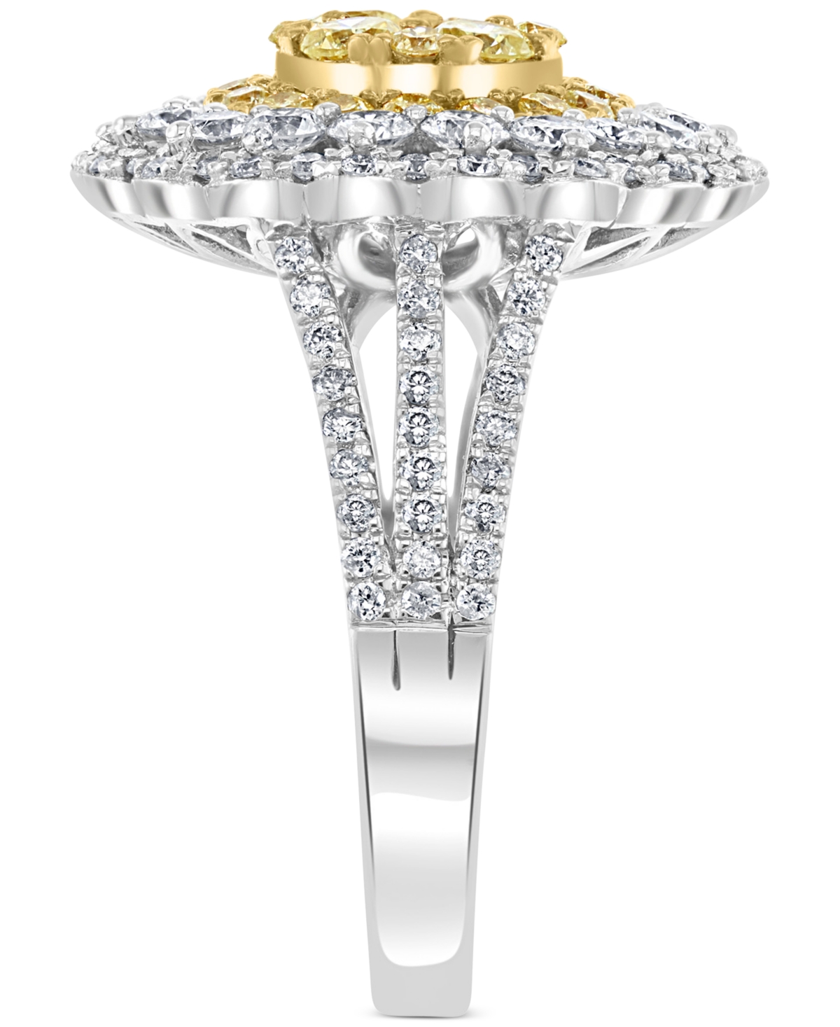 Effy Yellow & White Diamond Flower Ring (1-3/4 ct. t.w.) in 14k White & Yellow Gold