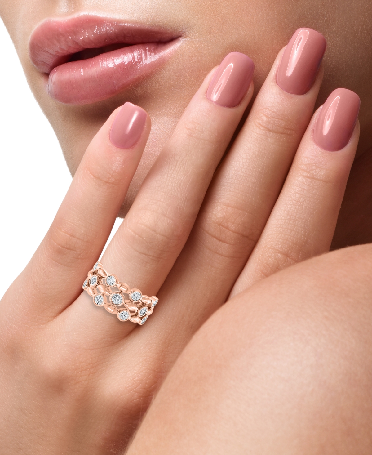 Effy Diamond Bezel Openwork Ring (1/4 ct. t.w.) in 14k- Rose Gold