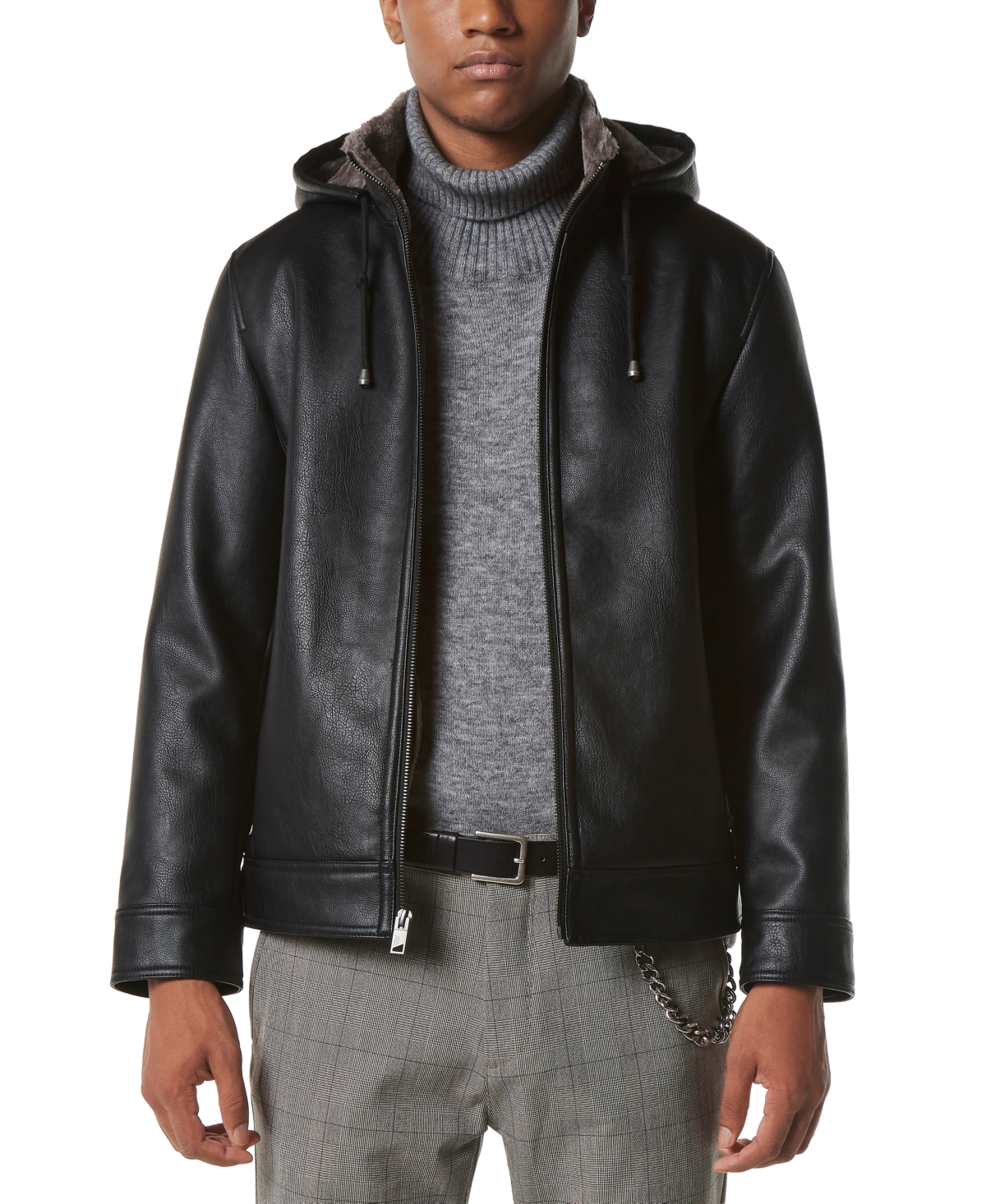 Marc New York Men s Jutland Faux Leather Hooded Jacket Smart Closet