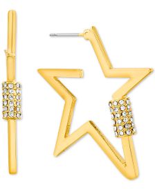 Gold-Tone Pavé Star Hoop Earrings