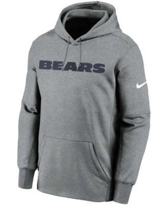 Men's Heathered Charcoal Chicago Bears Wordmark Therma Performance Pullover Hoodie