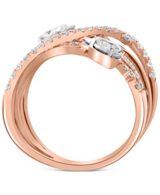 EFFY&reg; Diamond Multirow Statement Ring (7/8 ct. t.w.) in 14k Rose and White Gold