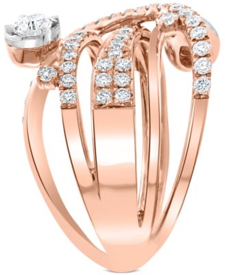 EFFY&reg; Diamond Multirow Statement Ring (7/8 ct. t.w.) in 14k Rose and White Gold